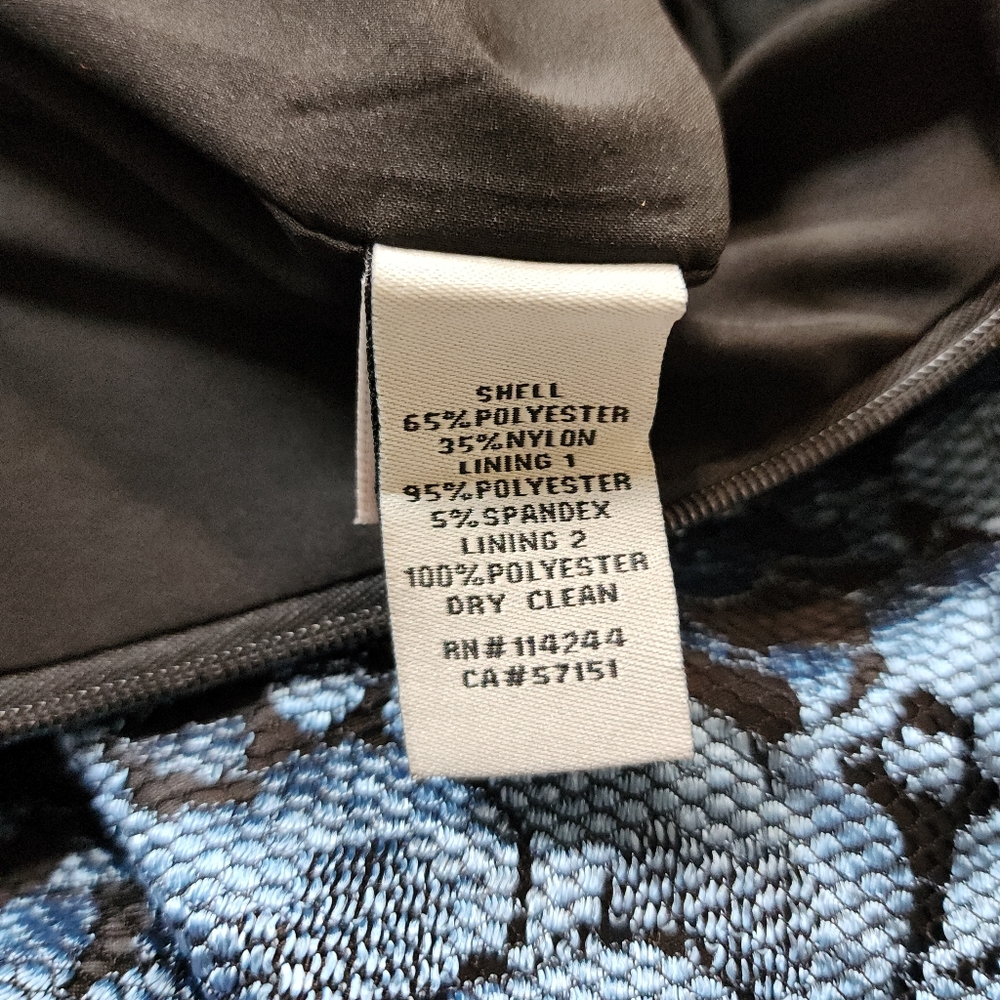 Eliza J Lace Black Blue Floral Cocktail Fit Flare Pleated Mini Dress Size 4 - Picture 13 of 17